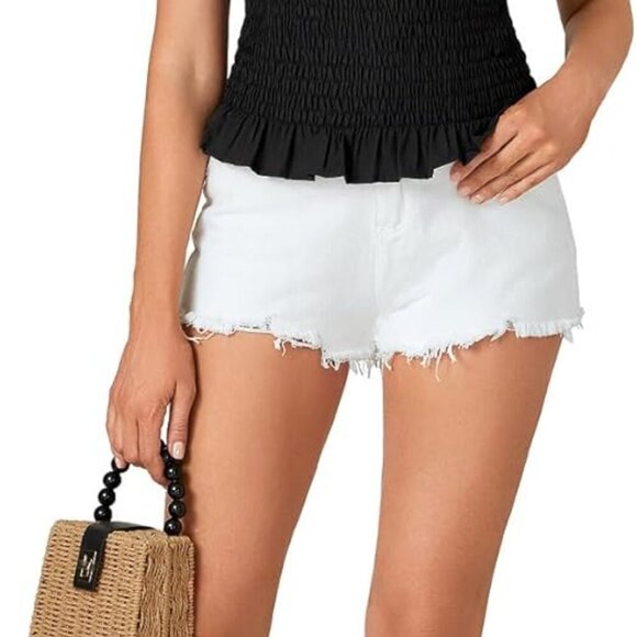 Women's Ruffle Peplum Smock Gingham Crop Top Square Neck Puff Short Sleeve Blous - Picture 6 of 7